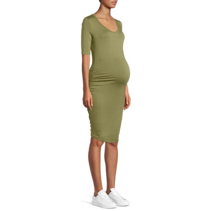 Oh Mamma Women’s Maternity Short Sleeve Scoop Neck Dress M oh