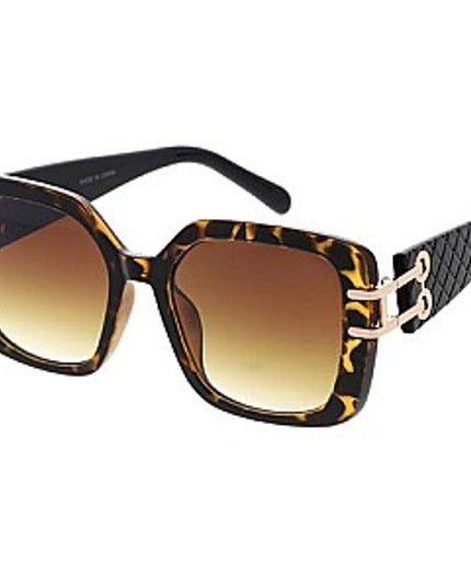 Women's High Fashion UV400 Tortoiseshell frame Gold link Temple Sunglasses