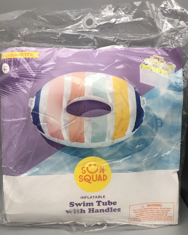 Inflatable Pool Tube Float with Handles  Kids 9 and up Multicolor New 2-for-1