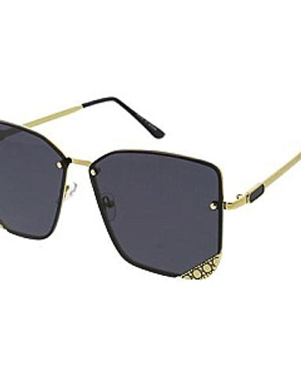 UV400 Rimless Gold Trim Steel Frame Sunglasses Amber Unisex New