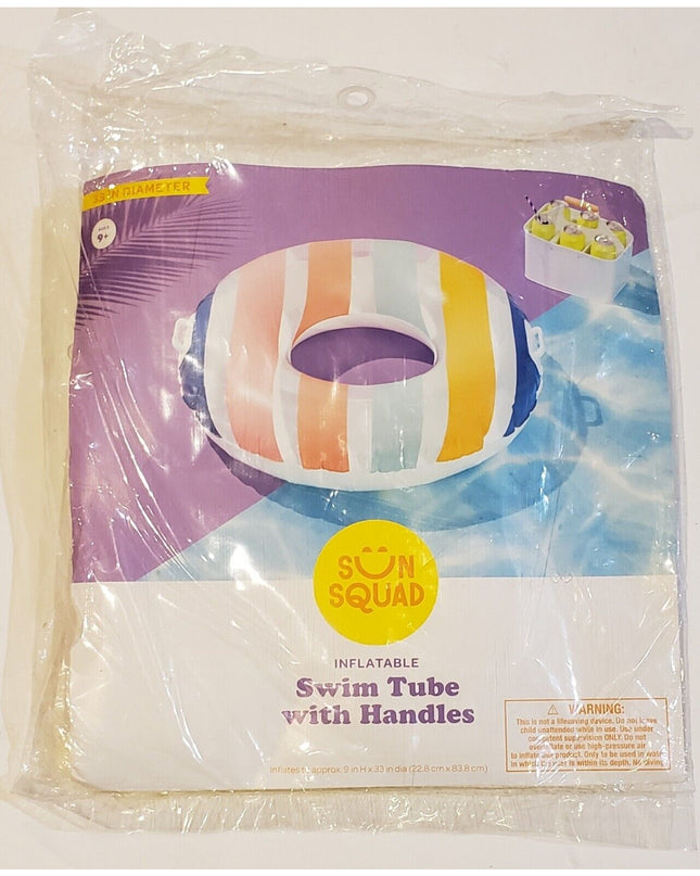 Inflatable Pool Tube Float with Handles  Kids 9 and up Multicolor New 2-for-1