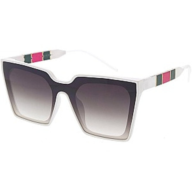 UV 400 ProtectionTrendy Luxury Side Striped Square Sunglasses White