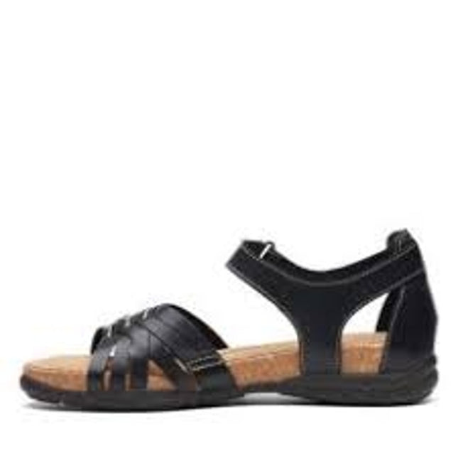 Clarks Collection Leather women sling-back Sandals-Roseville Cove black 9M