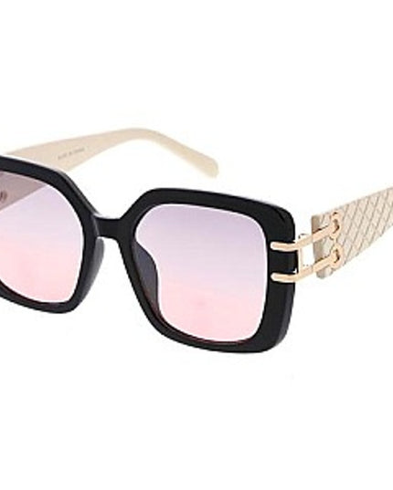 Women's High Fashion UV400 Sunglasses White Textured frame light amber Lens