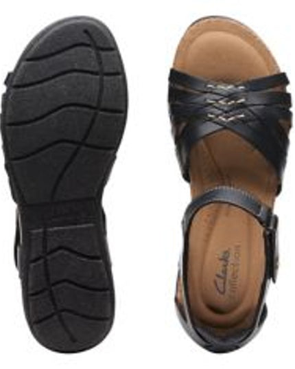 Clarks Collection Leather women sling-back Sandals-Roseville Cove black 9M