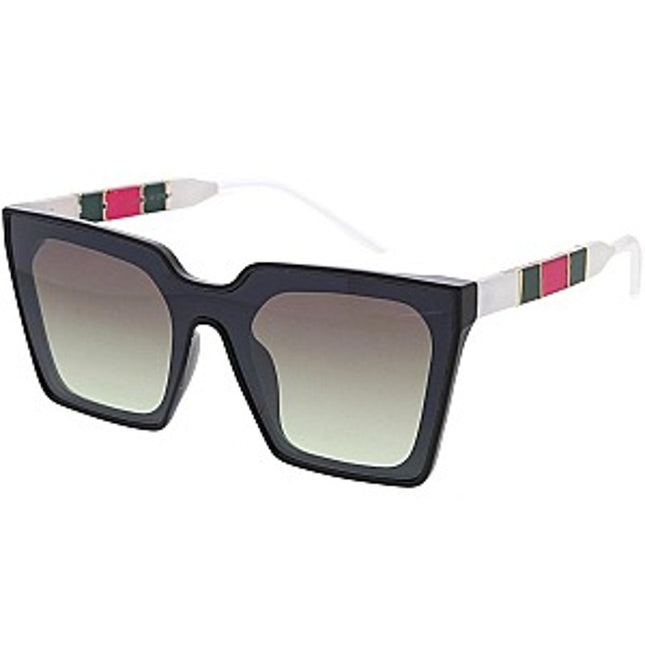 Women's Luxury Striped Red Green Fashion Sunglasses UV400  Lens mid tint