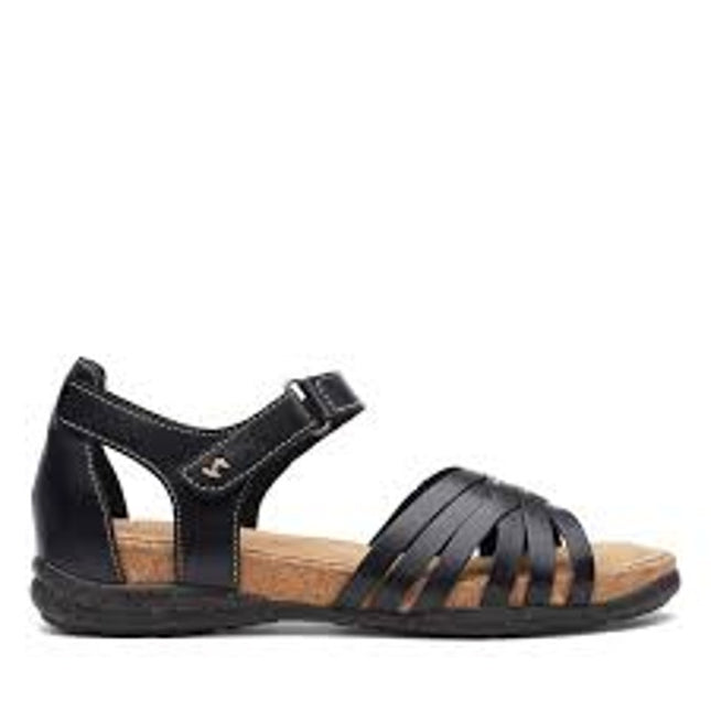 Clarks Collection Leather women sling-back Sandals-Roseville Cove black 9M